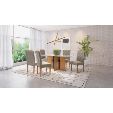 Imagem de Mesa Graciosa 160X80cm Com 6 Cadeiras Rubi Cinamomo Off White - Jcm