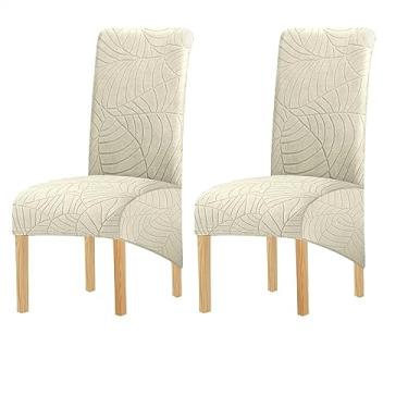 Imagem de Capas para cadeiras de jantar, elastano macio de pelúcia, capa com encosto alto, lavável, removível, protetor de cadeira de jantar para sala de jantar, cozinha, hotel (Color : Beige, Size : 2)