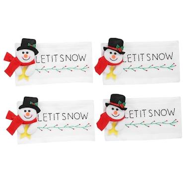Imagem de Generic 4 Peças Luvas De Alça De Geladeira Capa De Alça De Boneco De Neve Capas De Eletrodomésticos De Cozinha Capa De Alça De Geladeira Decoração De Casa Capa De Alça De Forno Branco