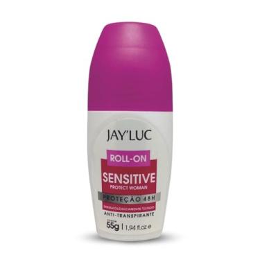 Imagem de Desodorante Roll On Sensitive Jay Luc 55G, Jay'Luc Cosméticos, Desodorante Antitranspirante Feminino Roll-On, Rosa, Protect Woman, Proteção Prolongada 48H