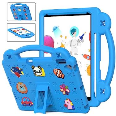 Imagem de QYiiD Capa infantil para iPad Air 1, leve, flexível, durável, à prova de choque, dobrável, com alça de suporte, capa de corpo inteiro para iPad Air 1 (A1474/A1475/A1476), azul claro