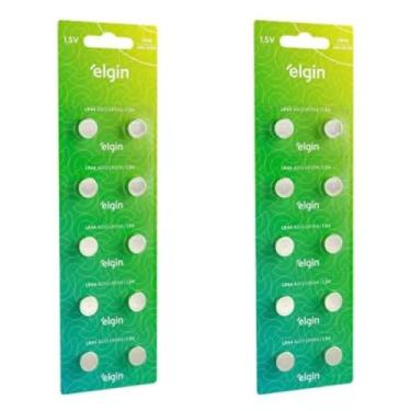 Imagem de 20 Baterias Alcalina Lr44 Elgin Botão - 2 Cartelas C/ 10 Uni