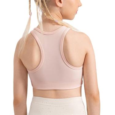 Imagem de Camiseta regata atlética para meninas com costas estilo nadador sem mangas para dança acolchoada para ioga e treinamento esportivo para meninas, Meninas, rosa, 11-12 Anos