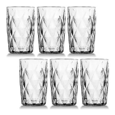 Imagem de Jogo 6 Copos Diamond Luxo 350ml Água Suco Vidro Grosso Diamante (Cristal)