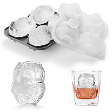 Imagem de Nax Caki Molde divertido de cubo de gelo de coruja 3D, presentes de coruja de Hedwig para mulheres e amantes de filmes Harry-Potters, molde de gelo grande para artesanato, bandejas de cubos de gelo