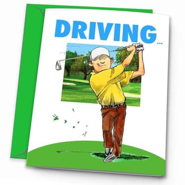 Imagem de Play Strong DRIVE GOLF Cartão de aniversário 1 pacote (5 x 7) Cartões de aniversário esportivos ilustrados para jogadores de golfe - Incrível para golfistas, treinadores e fãs, aniversários, presentes