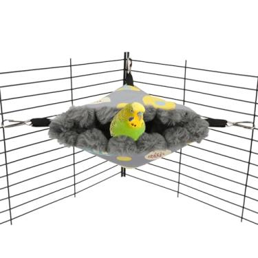 Imagem de Wontee Casa de ninho de pássaro, inverno, quente, para pendurar, cama de pássaro, cabana para periquitos, periquitos, caique, conures, calopsitas (pequena, cinza)