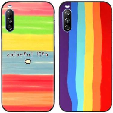 Imagem de 2 peças colorido vida arco-íris impresso TPU gel silicone capa de telefone traseira para Sony Xperia todas as séries (Sony Xperia 10 IV)