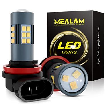 Imagem de MEALAM Lâmpadas LED de neblina H11/H8/H9/H16/DRL, 3000 lúmens super brilhantes, amarelo âmbar 3000K, 300% de brilho, sem polaridade de reprodução e tomada, iluminação de 360 graus 27 chips SMD para