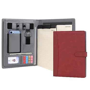 Imagem de Wason Portfolio Padfolio A4 Capa de couro PU para pasta de documentos com bloco de escrita, prancheta removível, cartão de papelaria, capa para celular e tablet, suporte para organizador, escritório,