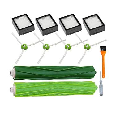 Imagem de Peças de reposição Fuyoda para irobot Roomba i, série e&j, i3 i3+ i4 i6 i6+ i7 i7 i8 i8+ E5 E6 E7 aspirador de pó, acessórios de kits de reposição, 1 conjunto de escovas de borracha, 4 filtros HEPA, 4