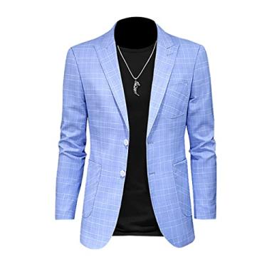 Imagem de MOGU Blazer masculino slim fit jaqueta casual terno jaqueta verde e azul cores, Azul, 32