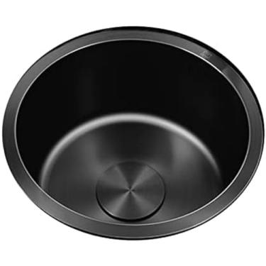 Imagem de Pia de cozinha redonda Pia de bar Cozinha Cozinha Renovação Piscina Bacia única Varanda Mini Bar Pia Pia redonda de aço inoxidável 304 única, cinza prateado, 36 cm