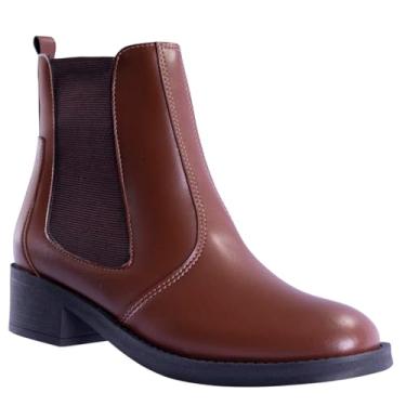 Imagem de Bota Coturno Chelsea Feminina Salto Bloco Baixo Elástico (Caramelo, BR, Adulto, Numérico, 38)