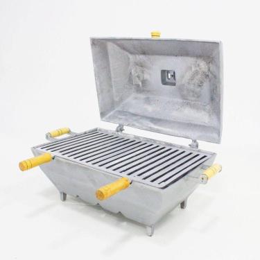 Imagem de Churrasqueira Bafo Quadrada Alumínio Fundido Grande Cinza