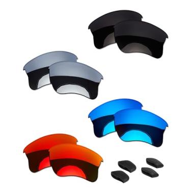 Imagem de OOWLIT 4 pares de lentes de óculos de sol de substituição e protetor de nariz compatíveis com Oakley Flak Jacket XLJ polarizado