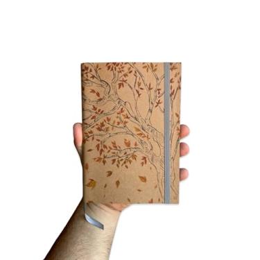 Imagem de Sketchbook Caderno Arvore Com Folhas Secas Outono com Elástico e Marca Página Aquarela (M (10x14cm), Branco 80 Páginas)