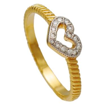 Imagem de Anel de Coração Pequeno Cravejado Folheado em Ouro 18K Softjoias (13)