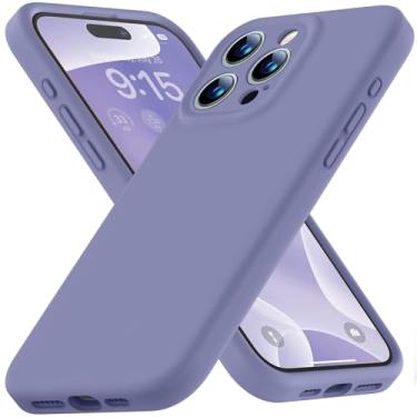 Imagem de Ktele Capa compatível com iPhone 15 Pro Max, capa de silicone líquido de grau AB atualizada, [proteção total da câmera] [forro macio antiarranhões] Capa protetora à prova de choque - cinza lavanda