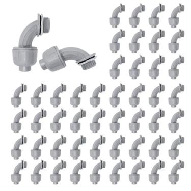 Imagem de Feotech Conector líquido apertado de 3/10.2 cm – Pacote com 50 acessórios de conduíte elétrico de PVC Conectores flexíveis de 90 graus para casa, cozinha e banheiro