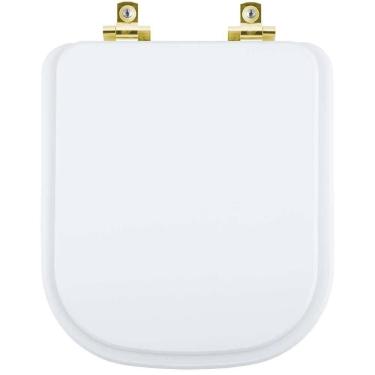 Imagem de Assento Sanitário Soft Close Gap Branco para vaso Roca com Ferragem Dourada