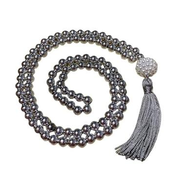 Imagem de Japamala 108 Contas Pérola Prateado 8mm Meditação Colar