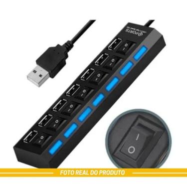 Imagem de Hub De Usb 7 Portas 2.0 Hd Extensor ultra rapido Pen Drive E LED Conve