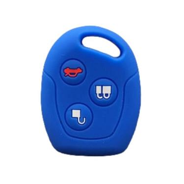 Imagem de CSHU Porta-chaves de silicone masculino feminino para carro capa porta-chaves anel porta-chaves, adequado para Ford Focus Mondeo Festiva Fato de fusão Fiesta Ka, azul