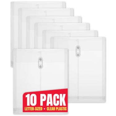 Imagem de Envelopes de poliéster 1InTheOffice com abertura superior, letra, transparente, 21,5 x 28 cm, pacote com 10