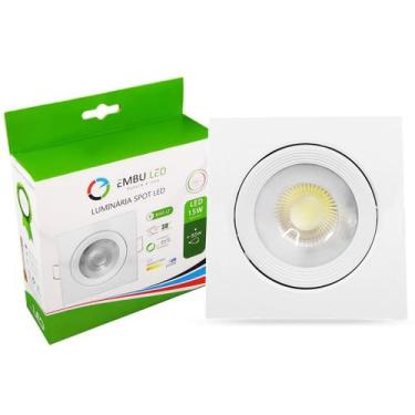Imagem de Spot PAR30 Embutir Led Quadrado 15W Bivolt Branco Frio - EMBULED
