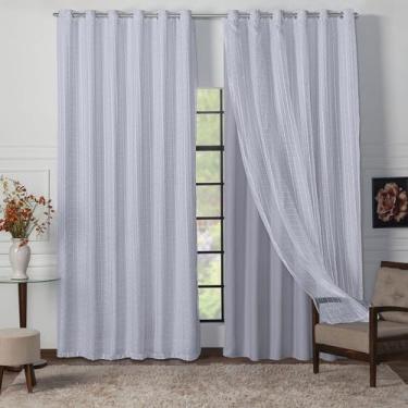 Imagem de Cortina Blackout Longa Tecido com Voal Xadrez 5m Quarto Sala - Feffo C