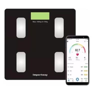 Imagem de Balança Digital Bioimpedância C/APP Até 180kg Bluetooth Alta Precisão 