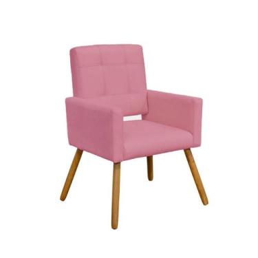 Imagem de Poltrona Cadeira Decorativa Camila Pés Palito Sala de Estar Suede Rosa