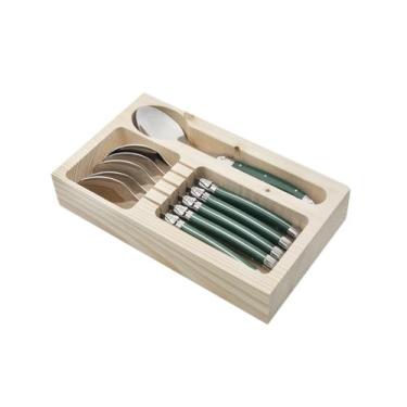 Imagem de Conjunto 6 Colheres Laguiole Em Bandeja De Madeira Verde - La Tour