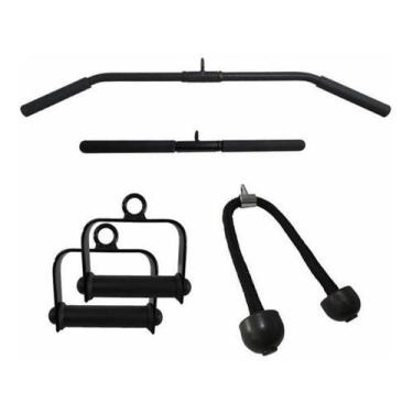 Imagem de Kit 1 Barra Puxador Costas 1 Tríceps Reto 2 Estribos 1 Corda - Famafit