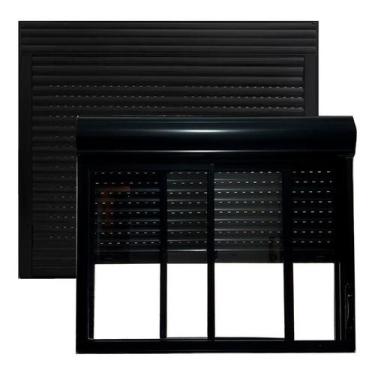 Imagem de Janela De Aluminio Com Persiana Preta Integrada 150x120cm - Alumasa