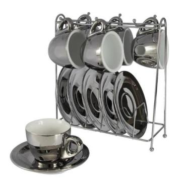 Imagem de Xícara Café Nespresso Dolce Gusto Porcelana Prata 6 Peças - Full Fit, 