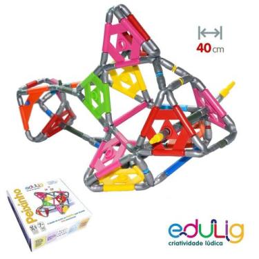 Imagem de Quebra-cabeça Geométrico Edulig Puzzle 3D Peixinho - 70 peças e conexõ