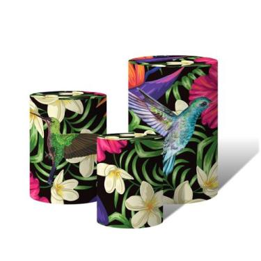 Imagem de Trio Capas Para Cilindro Versátil Beija Flor Tropical Folhas Diversas 