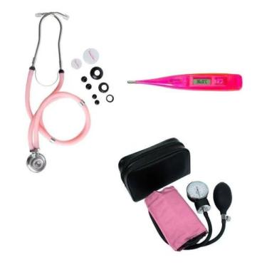 Imagem de Kit Medidor De Pressão Esfigmomanometro + Esteto Termometro - Premium,