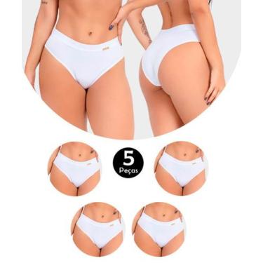 Imagem de Kit 5 Calcinha IMI Lingerie Em Algodão Ivy Branca, Branco, M