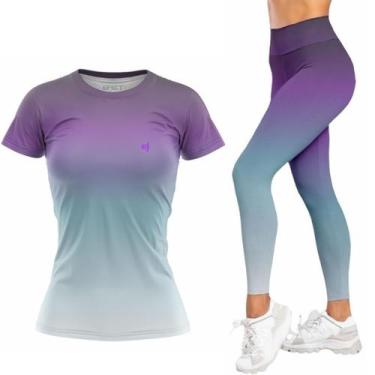 Imagem de Kit Camiseta Feminina Academia Legging Cos Alto Fitness Musculacao Cam