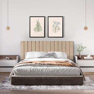 Imagem de Cabeceira Cama Box Casal 140 cm Estofada - Formato Palito - Suspensa -