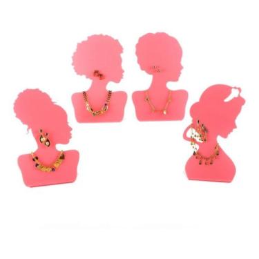 Imagem de Expositor Busto De Brinco E Colar P/ Joias  Bijuterias 4 Pç - Acriliku