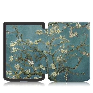 Imagem de Xuanbeier Capa para Pocketbook Verse PB629/Verse Pro PB634 15.2 cm, capa protetora inteligente fina com função despertar/hibernar automaticamente, flor