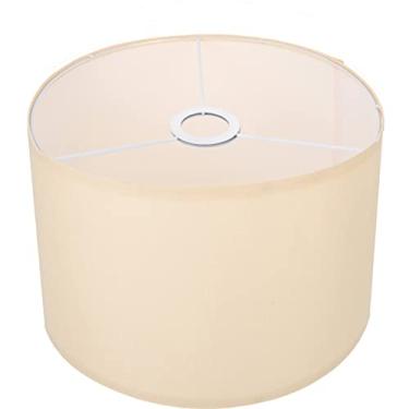 Imagem de Candeeiro de pano cúpula lâmpada redonda pequena lâmpada de tambor abajures de tecido candeeiros de barril para candeeiros de mesa lâmpadas de chão (caqui)