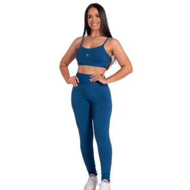 Imagem de Conjunto de academia top + legging com cos alto - urbativa fitness, Az