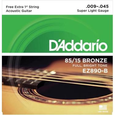 Imagem de Encordoamento De Aço Para Violão Ez890-b 6 Cordas Super Light .009-.04