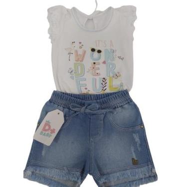 Imagem de Conjunto Blusa + Shorts Luxo Bebê Menina D+ Baby Verão 60206, Verde, P