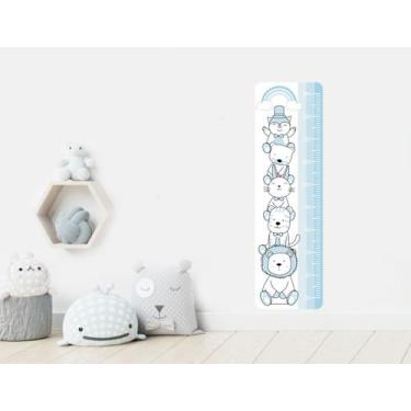 Imagem de Adesivo De Parede Animais Arco Íris Cute Régua Crescimento - adesivos 